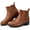 Brown, variant on Ecetana Women's Ankle Boots Low Heel Round Toe Chunky Short Booties with Side Zipper
