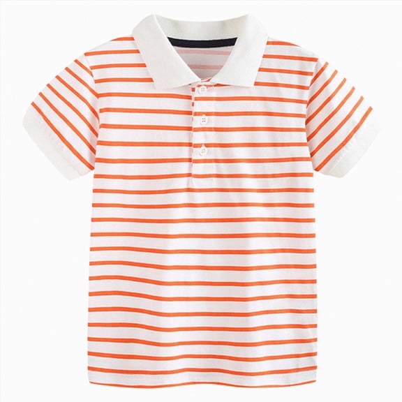 Little Boys Striped Short Sleeve T-Shirt,2T 3T 4T 5T,Soft Crewneck Casual Summer Tee for Kids Little Boys T-Shirts Little Kids Boys Gibobby,Orange,Size 2-3T