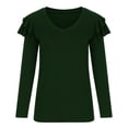 thumbnail image 4 of Blouses for Women Ruffle Long Sleeve Fashion Casual Solid Color Loose Pullover V Neck Long Sleeve Tops, 4 of 6