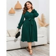 thumbnail image 2 of Womens Plus Size Long Sleeve Swiss Dot Boho Dress Empire Waist Ruffle Flowy A Line Midi Dress, 2 of 5
