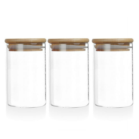 Bearachild Paquete de 3 tarros de cristal sellados para almacenamiento de galletas, recipiente para sal de cocina Cocina y Comedor