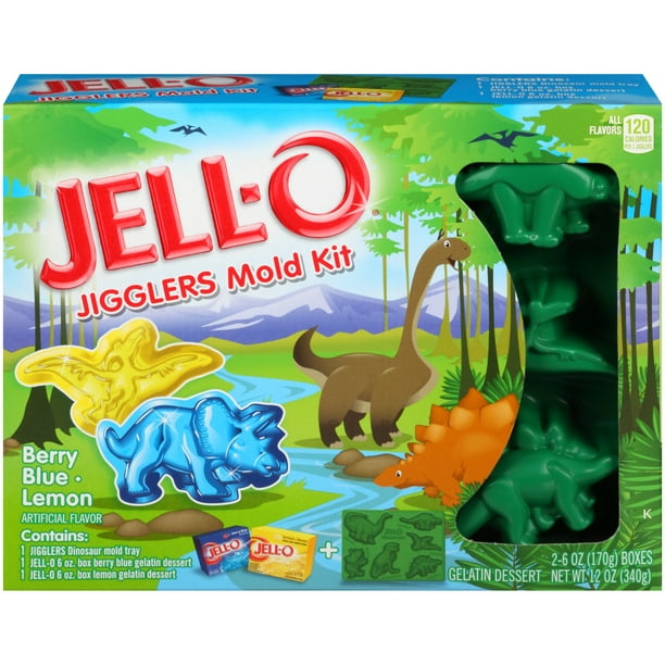 JellO Jigglers Berry Blue & Lemon Zoo Mold Kit 12 oz Box