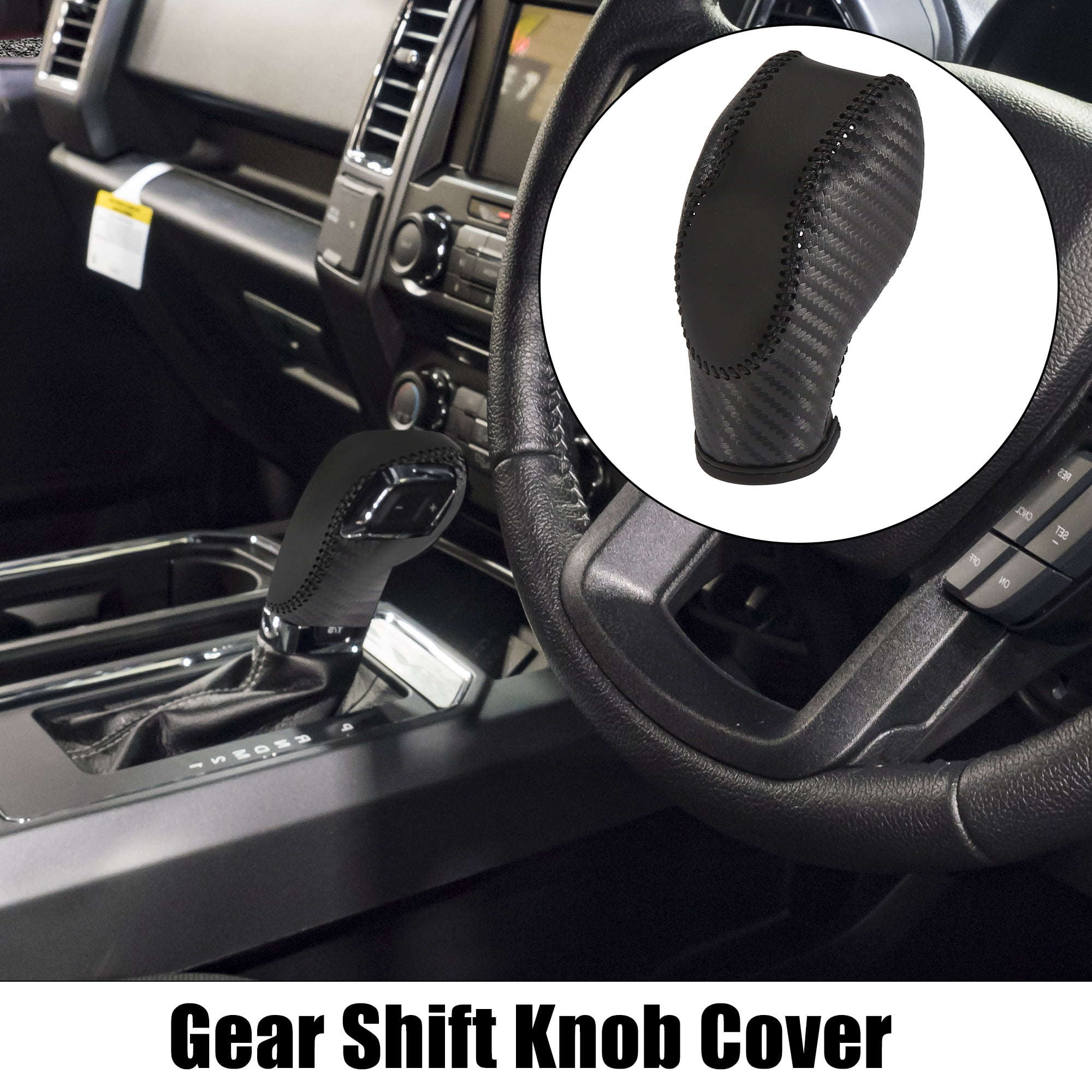 Unique Bargains Car Faux Leather Gear Shift Knob Cover for Ford Focus Escape Fusion Black