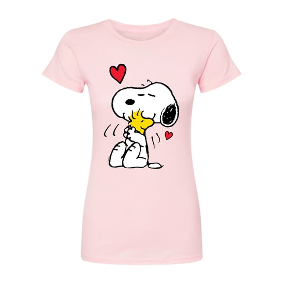 Peanuts - Snoopy and Woodstock Hug - Juniors Fitted Graphic T-Shirt