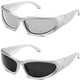 thumbnail image 1 of Gafas de sol envolventes milramtob Y2K Trendy Silver Glasses, 1 of 6