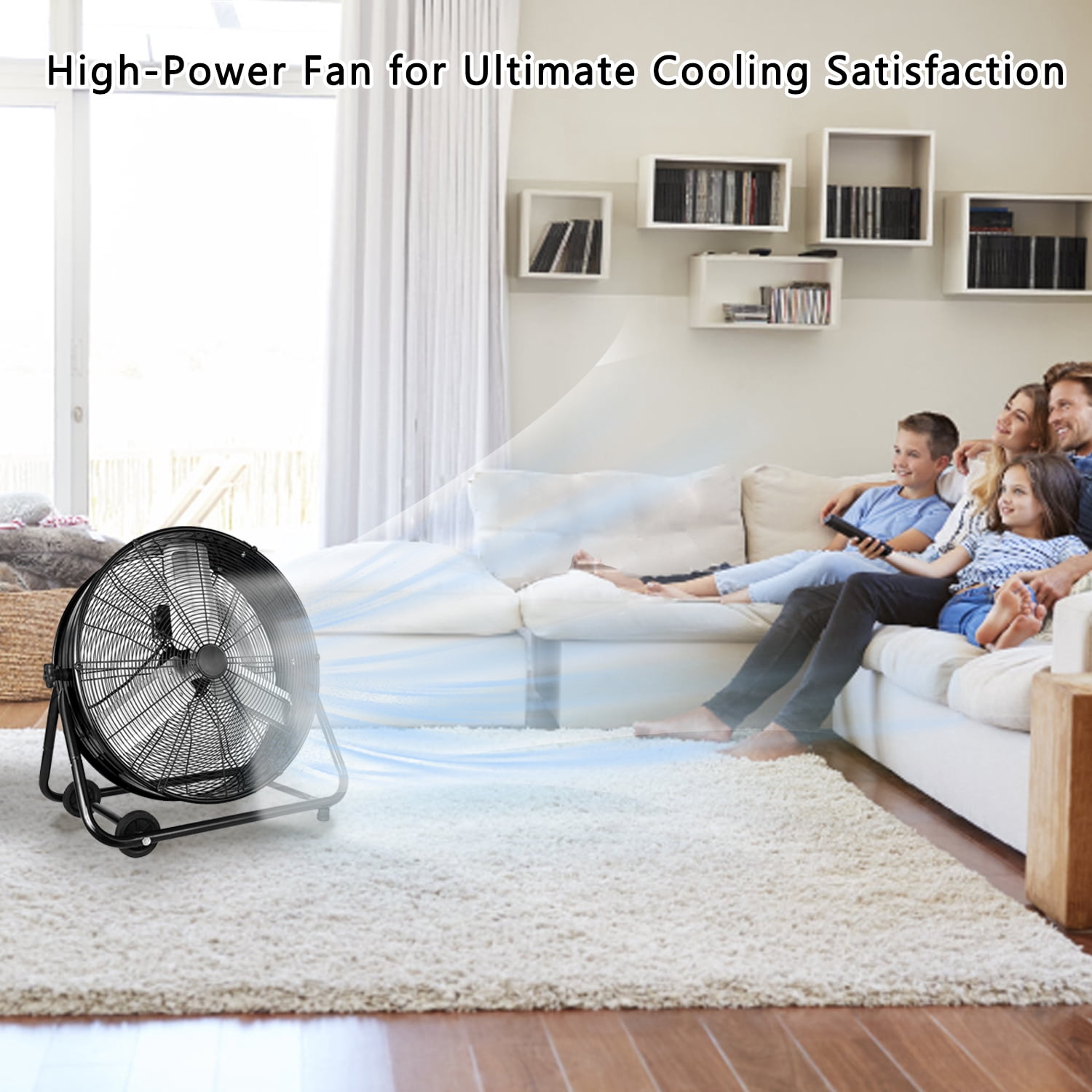 36"Industrial Fan High Velocity,Heavy Duty Drum Fan up to 18600CFM,3-Speed & 360°Adjustable,Ideal for Home, Garage, Indoor/Outdoor Use, Black