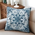 thumbnail image 4 of Blue Bohemian Flowers Decorative Pillows Inserts & Covers,Soft Pillow Cas Covers,linen Pillowcases Double-sided Printing for Sofa Couch Outdoor Decor,Decorative Set Of 2,20x20 Inches, 4 of 7