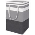 thumbnail image 1 of Cesta de lavandería versátil, plegable para ahorrar espacio, gran capacidad con asas reforzadas, tela de algodón y lino con revestimiento de polietileno impermeable (gris degradado), 1 of 6