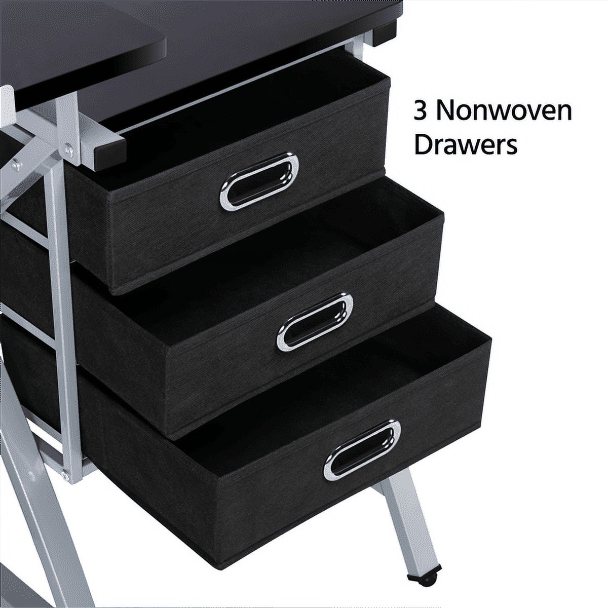 Alden Design Adjustable Steel Drafting Table with Stool, Black - image 4 of 13
