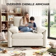 thumbnail image 7 of ROGALIS 42" Modern Armchair, Oversized Accent Chair with Padded Arms, Chenille Fabric, Beige, 7 of 7