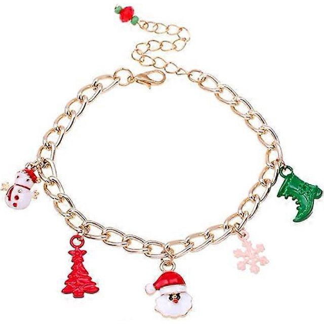 Pulsera navideña para niñas, con diseño de muñeco de nieve, calcetín de Papá Noel y árbol de Navidad, ideal como regalo para fiestas navideñas y de Acción de Gracias.