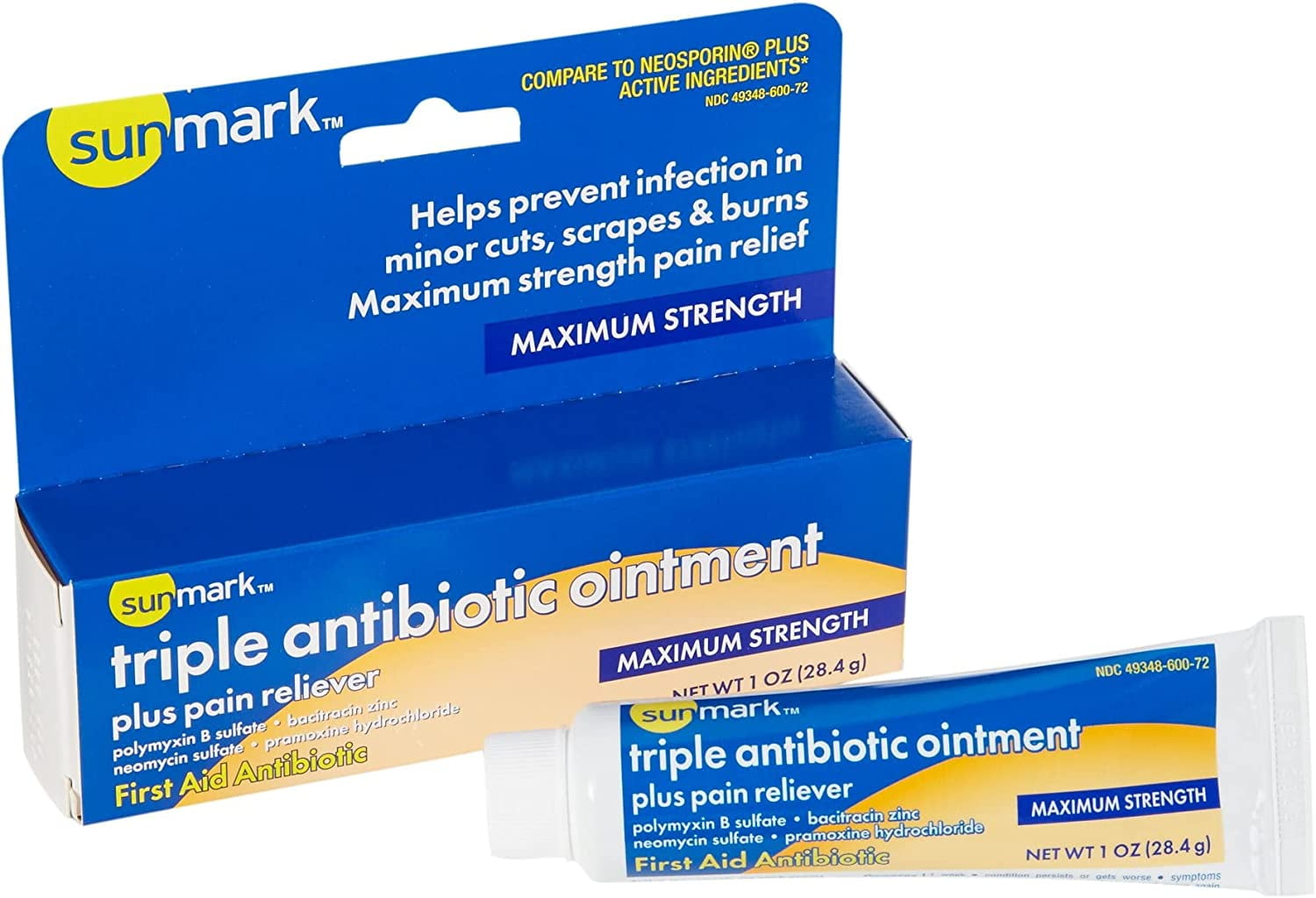Sunmark Triple Antibiotic Ointment Plus Pain Reliever 1 Oz Wound Care