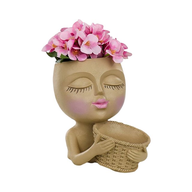 Prohibida su venta en el sitio de EE UU Maceta de escultura figura de resina que sostiene la maceta - 15x17x18CM ANGGREK Otros