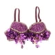 thumbnail image 2 of Top de sujetador con lentejuelas para danza del vientre, top brillante con purpurina para mujer, ideal para cabaret. violeta, 2 of 9