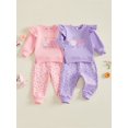 thumbnail image 2 of RUINIXCW Baby Girls First Birthday Outfits Long Sleeve Crew Neck Tops and Pants Set, 2 of 8