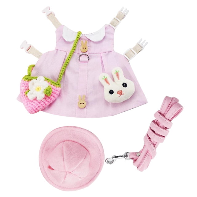 Conjunto de vestido para mascotas Sunnimix Chaleco de conejo Arnés para vestido de conejo Pink_L