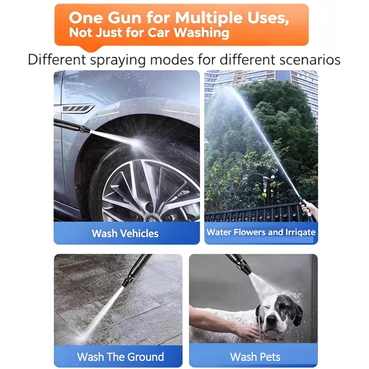 High-Pressure Car Wash Water Gun, Adjustable Spray Patterns for Watering Plants and Vegetables, and Car Washing