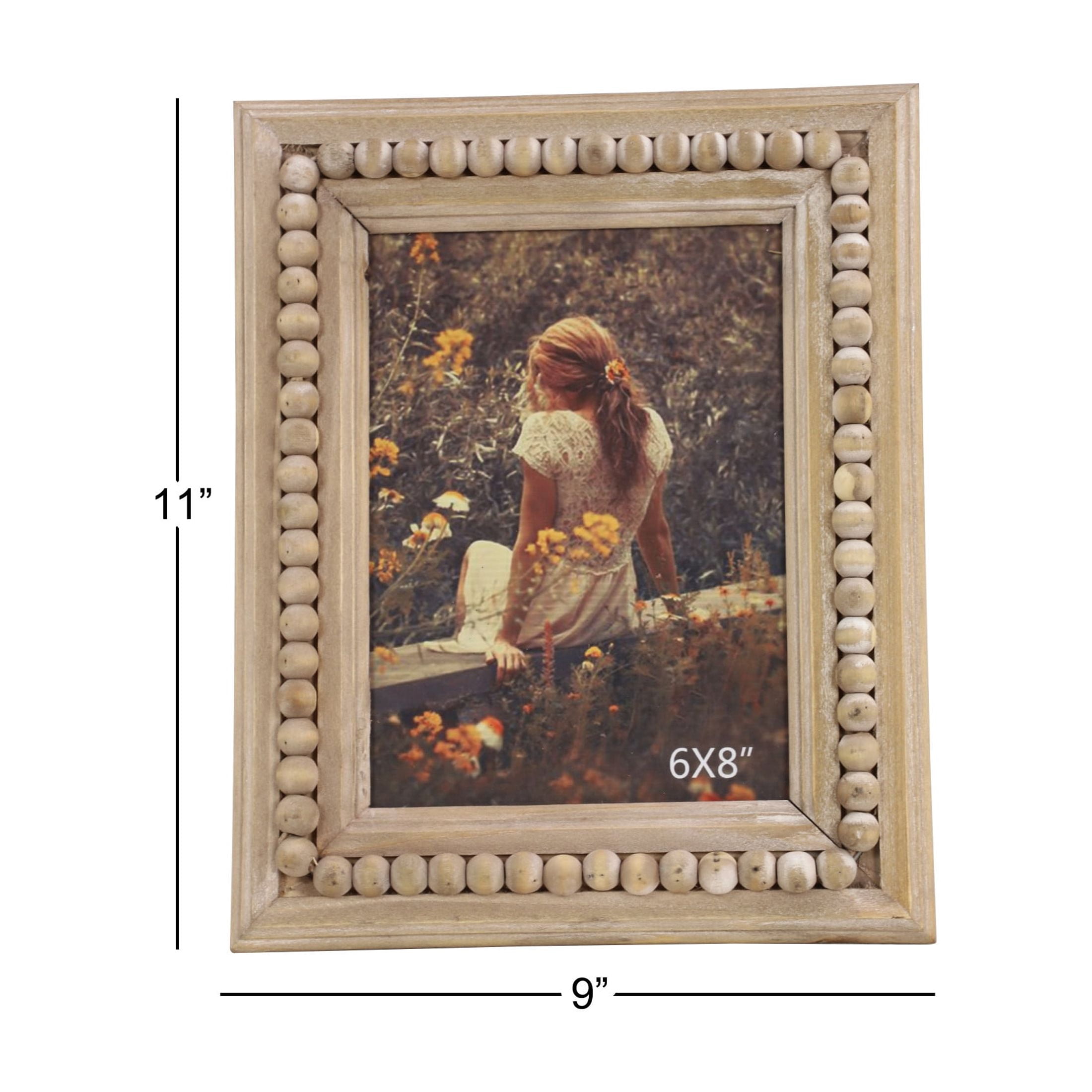 DecMode 6" x 8" Beaded Light Brown Photo Frame
