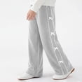 thumbnail image 5 of ITSAME Girls Casual Pants, Wide Leg Cute Bow Elastic Waist Kids Fashion Casual Loose Pants Gray 7-8T, 5 of 8