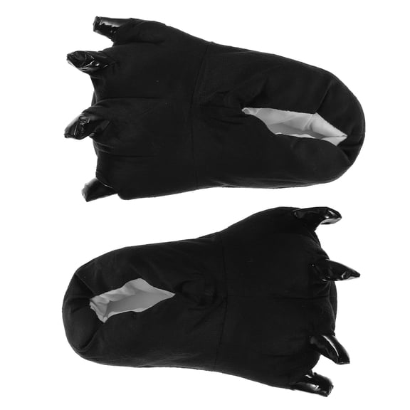 BESTYASH Cozy Animal Claw slippers for Winter Warmth Non Slip PU Indoor Boots Black Color for Couples Comfort