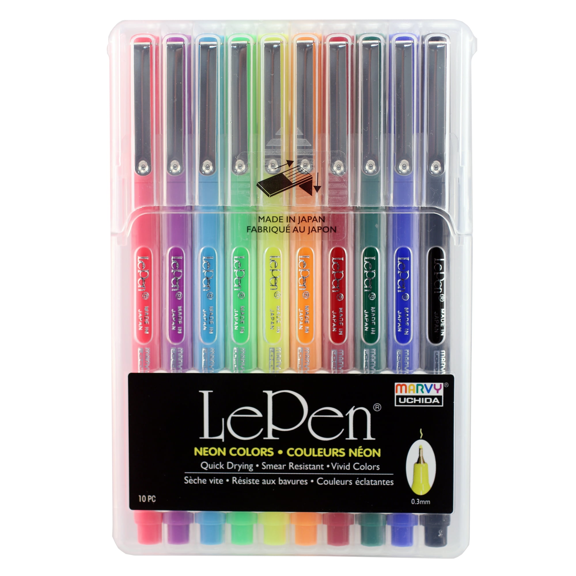 Le Pens Multicolor Set, 0.3mm Fine Point Pens, Smudge Proof Ink