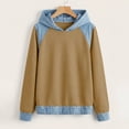thumbnail image 4 of Yigetop Hoodie Sweatshirt for Women Women's Denim Patchwork Hoodies Sweatshirts Cute Long Sleeve Soft Casual Pullover Cute Shirts for Women Khaki 2XL, 4 of 4