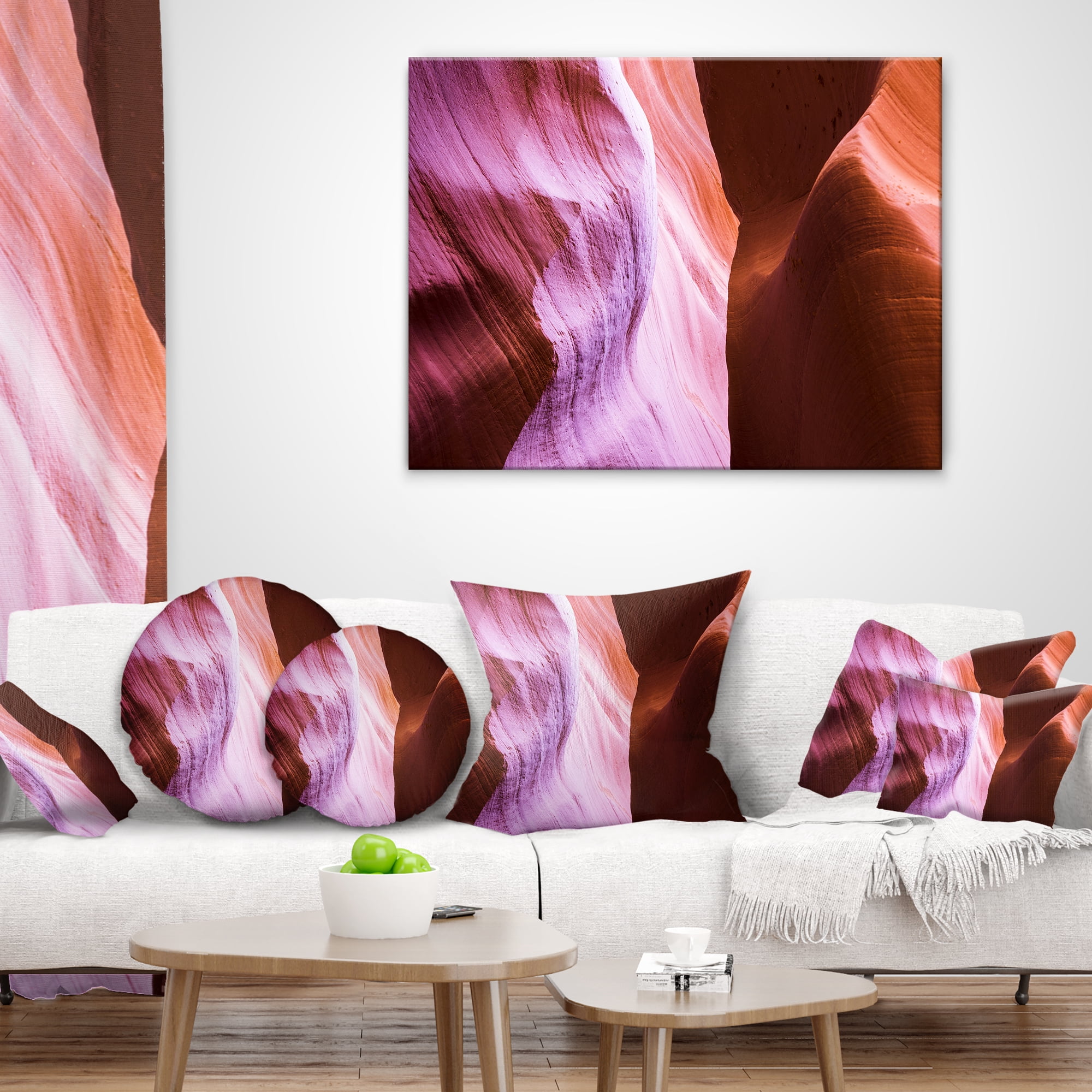 Designart Purple Shade in Antelope Canyon - Landscape Photography Throw Pillow - 16x16