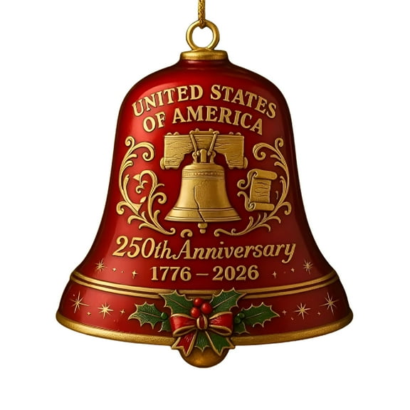 ACDANC United States 250th Anniversary Bell Ornament,Honoring America's Commemorative 250th Anniversary U.S. with Commemorative Detailing for Collectors and Patriotic