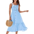 thumbnail image 1 of Vestido GRACE KARIN Summer 2025, midi, tirantes finos, azul, 1 of 6