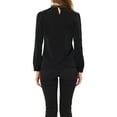 thumbnail image 3 of Allegra K Women's Sequin Mock Neck Pleated Long Sleeve Work Blouse Top, 3 of 5