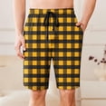 thumbnail image 2 of Men's Pajama Shorts Loose Fit Elastic Waist Drawstring Baggy Plaid Printed Casual Beach Yoga Knee Length Shorts with Pockets M-3XL Yellow XL(XL), 2 of 6