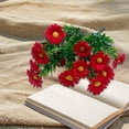 thumbnail image 4 of Artificial Daisies Flowers Bouquet, Realistic Fake Plastic Daisies for Home Decor Window Box Cemetery Memorial, Indoor Outdoor Table Centerpieces, 13.4X5.9In (1Pcs) Red, 4 of 9