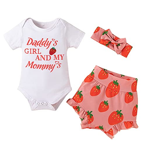 Styles I Love Infant Baby Girls Daddy S Girl And My Mommy S Bodysuit And Ruffle Shorts Headband 3pcs Short Sleeve Outfit 3 Months Strawberry Walmart Com