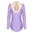 thumbnail image 4 of Zaldita Womens Glittery Gymnastics Latin Dance Leotard Sheer Mesh Keyhole Ballet Bodysuits Top Light Purple XXL, 4 of 6