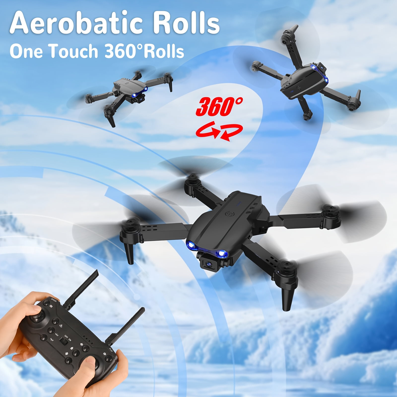 E99 Drone with Camera, Foldable Rc Drone with APP Control, Real-time Video Remote Control Quadcopter, Comes with 2 Batteries, Birthday Gift Indoor And Outdoor Drone Aircraft,  Easter Gift