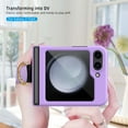 thumbnail image 5 of Dteck for Samsung Galaxy Z Flip 5 Case, Shockproof Protective Phone Case for Slim Galaxy Z Flip 5 with Wrist Strap Ring Kickstand Integrated Back Screen Tempered Glass Protector, Purple, 5 of 7