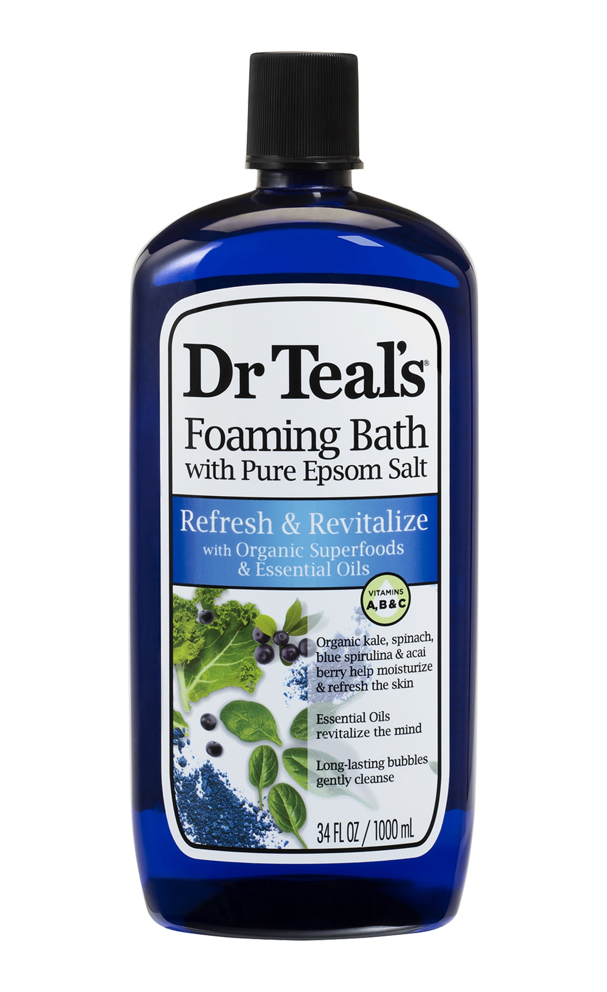 Dr Teal's Refresh & Revitalize Foaming Bath with Epsom Salt and Superfood, 34 fl oz