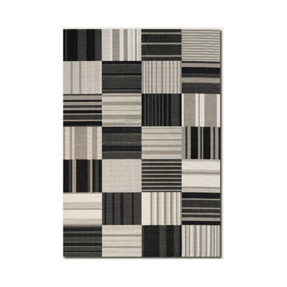 Couristan Afuera Patchwork Rug In Onyx-Ivory - (9 Foot 2 Inch x 12 Foot 5 Inch)
