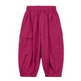 thumbnail image 3 of FRSASU Kids Quick Dry Parachute Pants Full Length Elastic Waist Strip Baggy Sports Hiking Trousers with Pockets Hot Pink, 3 of 7