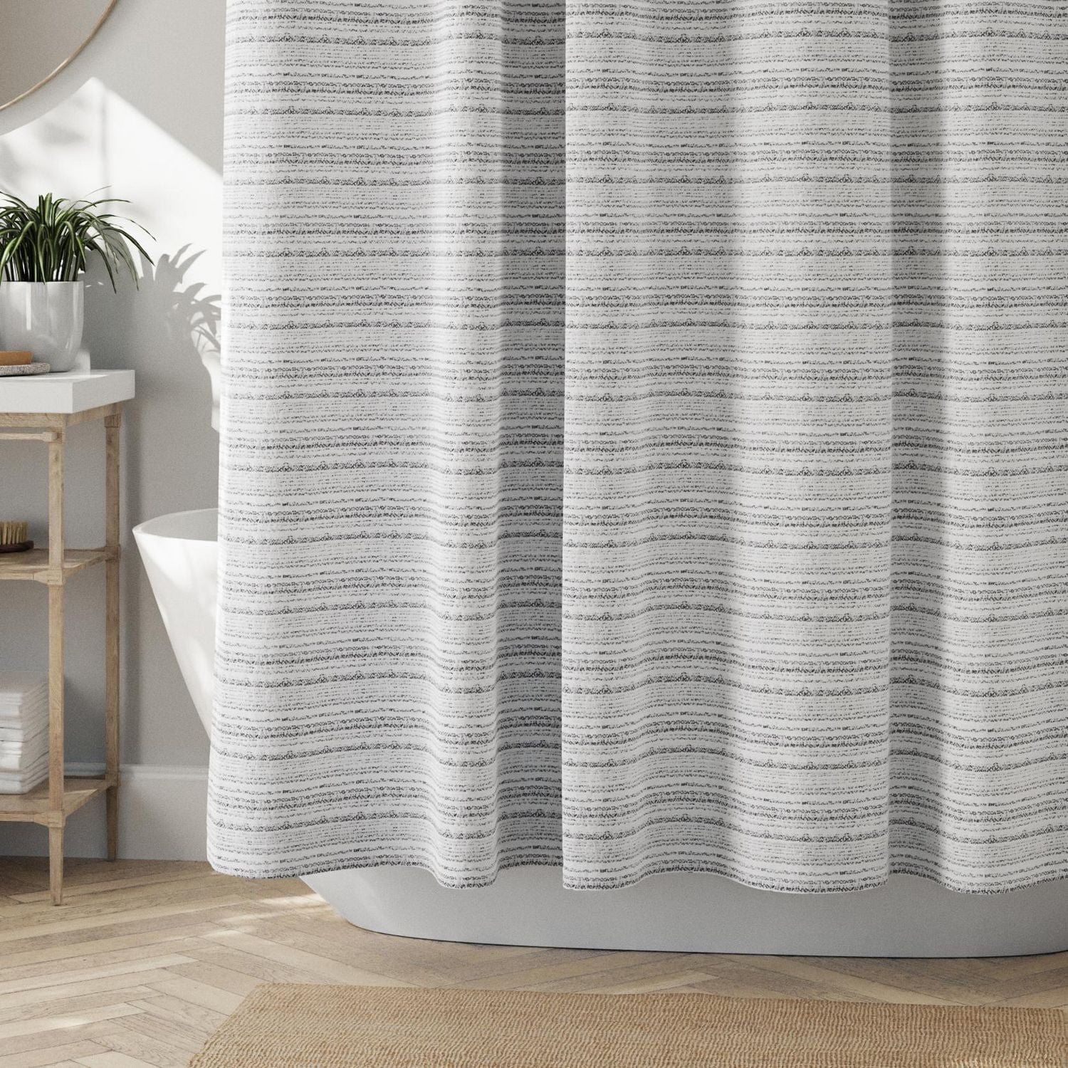 Hometrends Perry Woven Fabric Shower Curtain, Grey