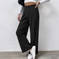 thumbnail image 2 of TEAJOPSUU Women Dress Pants Classic Office Trousers Solid Color High Waist Straight Leg Office Work Long Pants B-Black, 2 of 9