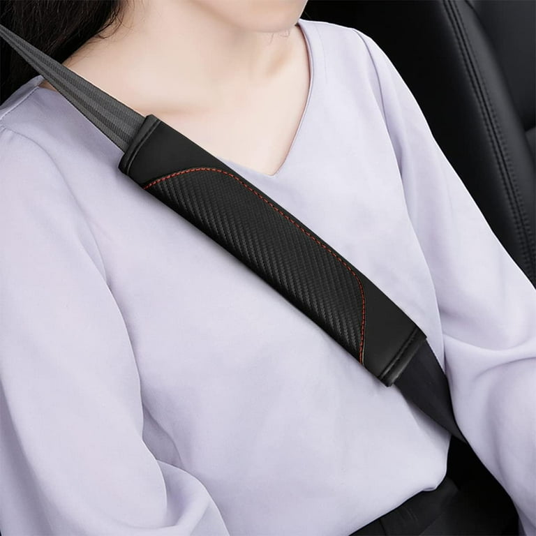 2PCS Car Seat Belt Cover, Carbon Fiber Safety Seatbelt Shoulder