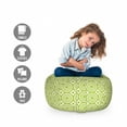 thumbnail image 2 of Geometric Storage Toy Bag Chair, Monochrome Quirky Pattern with Concentric Circles Vortex Whirlpool Motif, Stuffed Animal Organizer Washable Bag, Large Size, Apple Green White, by Ambesonne, 2 of 3