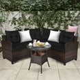 thumbnail image 1 of Gymax 4PCS Patio Furniture Set Outdoor Rattan Sectional Sofa Set w/ Black Cushions, 1 of 10