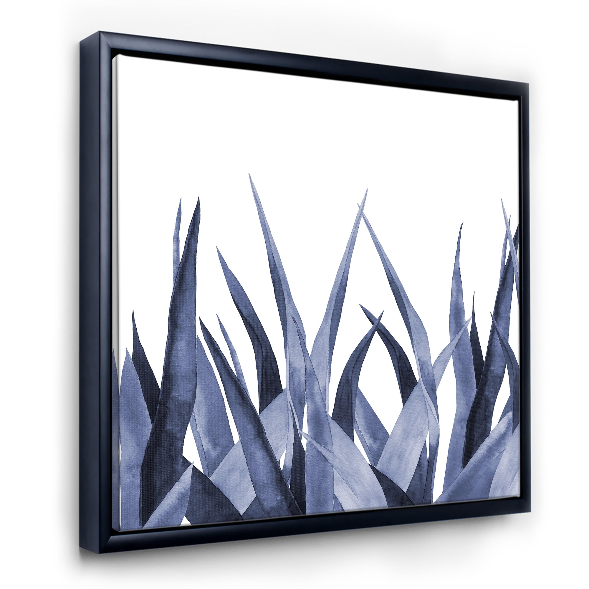 Designart 'Close Up Navy Blue Agave Leaves' Traditional Framed Canvas Wall Art Print