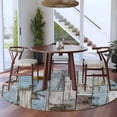 thumbnail image 3 of Round Rugs 6 Ft, Blue Grey Wooden Non Slip Area Rugs for Kitchen Bedroom Entryway, Farmhouse Barn Sunflowers Retro Washable Carpet Runner Rug Floor Mats for Bedroom Home Decor, 3 of 8