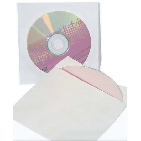 Inland Pro EZ CD/DVD White Paper Sleeves, 200-Pack