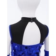 thumbnail image 6 of vastwit Girls Big Sequins Gymnastics Leotard with Arm Sleeves Ballroom Modern Tap Dance Outfit for Stage Performance Royal Blue 12, 6 of 7