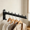 thumbnail image 6 of Folding Wall Mounted Clothes Hanger Rack with Swing Arm, Foldable 180°Rotation, Stainless Steel 304 Folding Clothes Hanger Drying Rack Rod, for Laundry Room Valet Hook (Black), 6 of 7