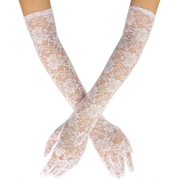 Zhengup Floral Lace Gloves Long Lace Gloves